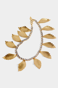 Capella Crystal & Grande Fanned Leaf Necklace