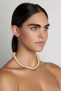 Verga D'Oro Pearl & Goldenrod Glass Necklace
