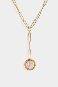 Calico Mother of Pearl Medallion Necklace