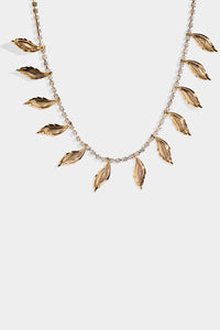Caeli Crystal & Fanned Leaf Necklace