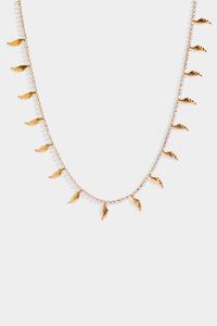 Circini Crystal & Petite Fanned Leaf Necklace