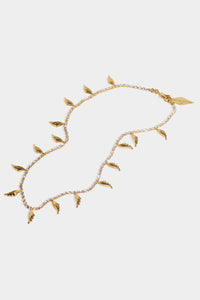 Circini Crystal & Petite Fanned Leaf necklace