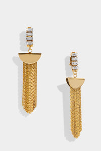 Hulin Crystal Baguette Bar & Chain Fringe Earring