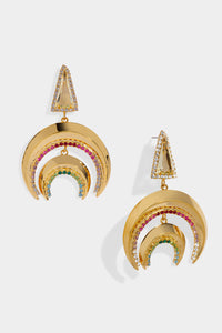 Lafitte Nested Crescent & Colored Crystal Earring