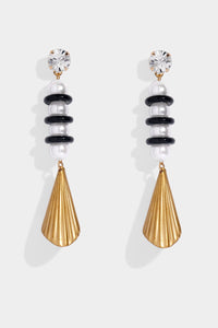 Lino Pearl, Onyx Glass & Fluted Cone Drop Earring