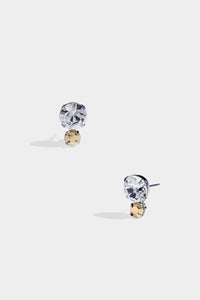 Ticino Tri-Toned Metallic Crystal Stud Earring