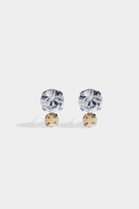 Ticino Tri-Toned Metallic Crystal Stud Earring
